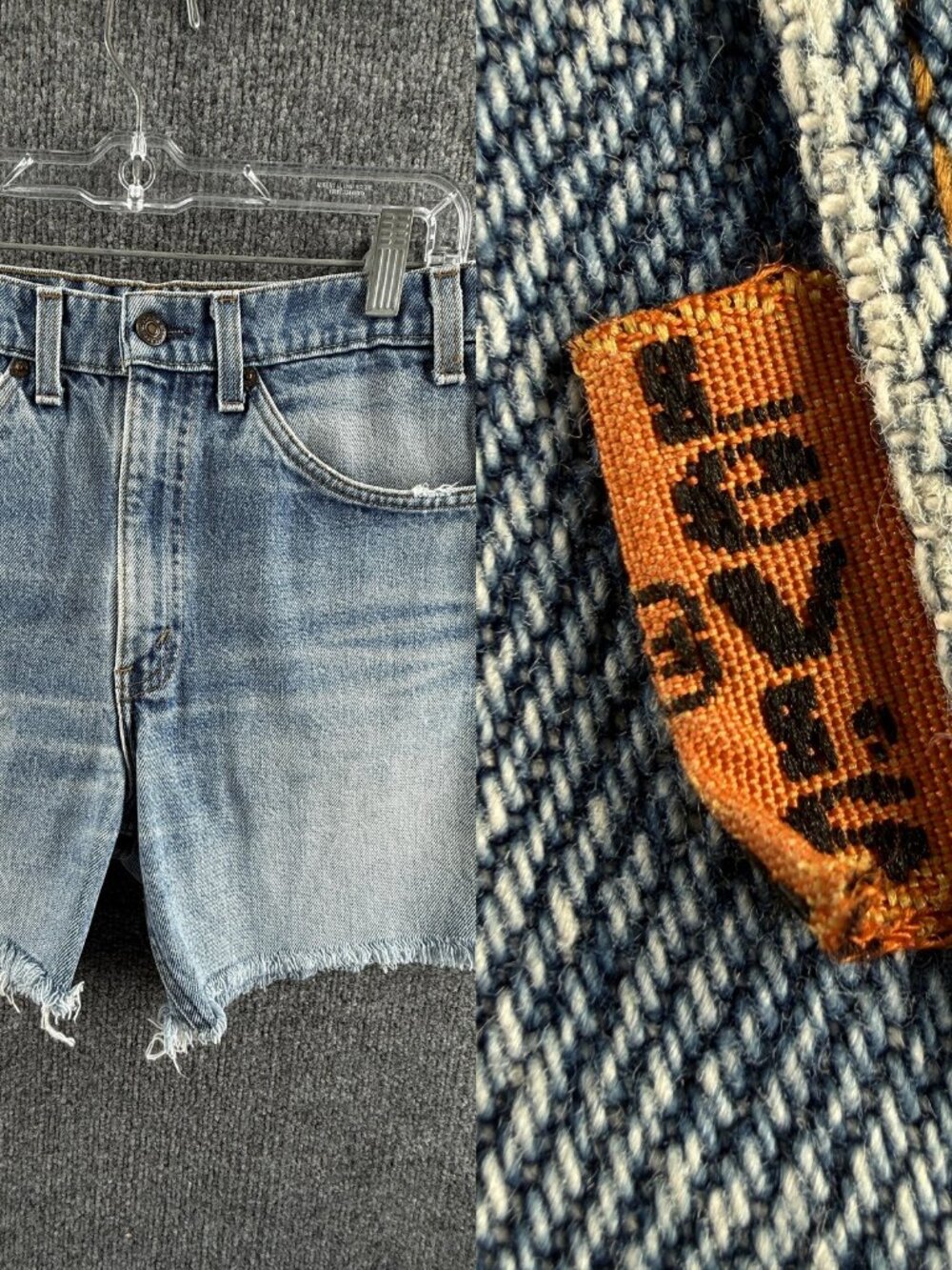 VTG Levis Orange Tab Cutoff Denim Blue Shorts Men 31 Jort Adult 80s ACTL 31x5